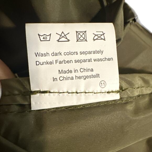 Kate Kasin Olive Green Lightweight Raincoat Jacket with Detachable Hood Size L - Picture 4 of 6